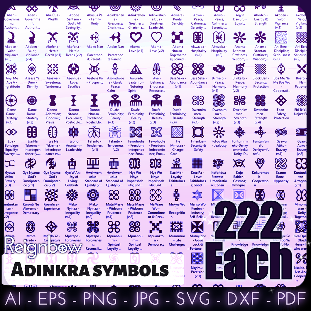 222 Adinkra Symbols Vector