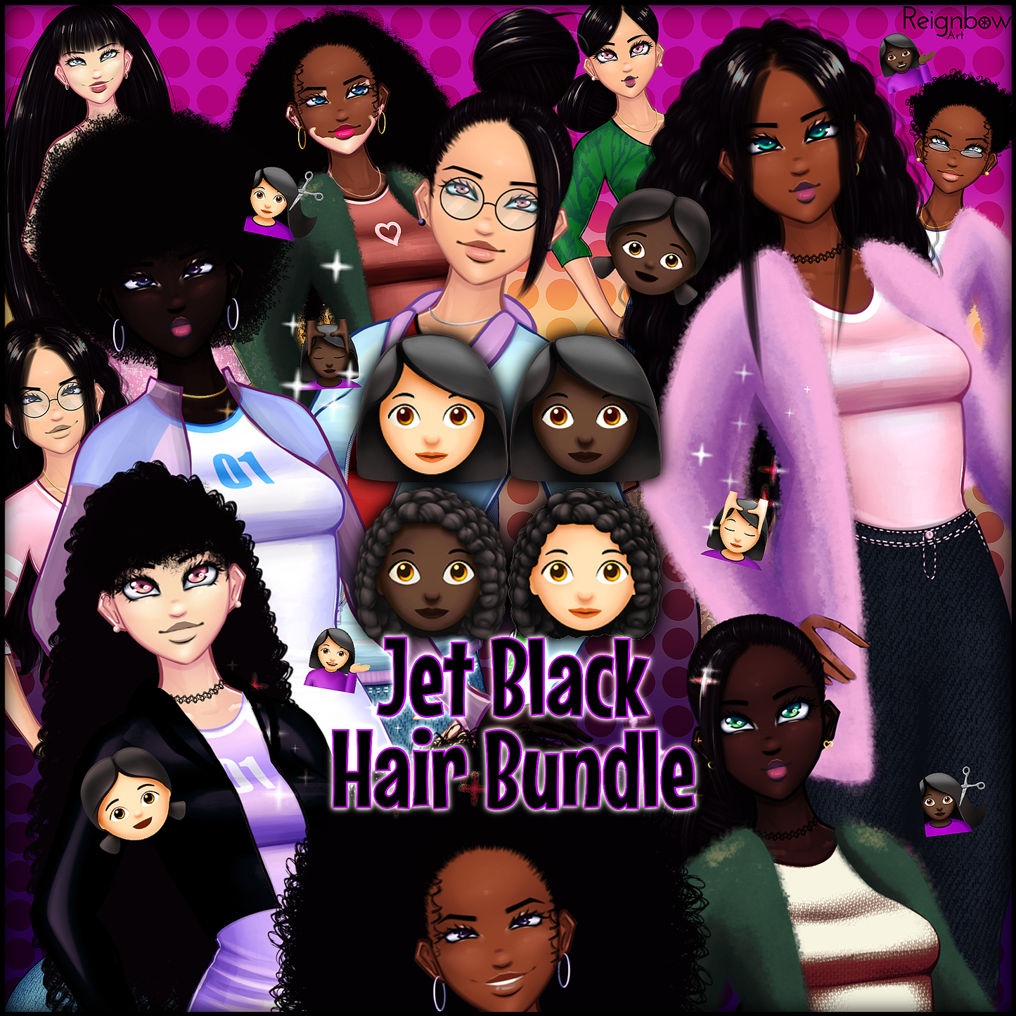 Jayamie Collection | 400 Pre-made Characters - Black Hair Bundle
